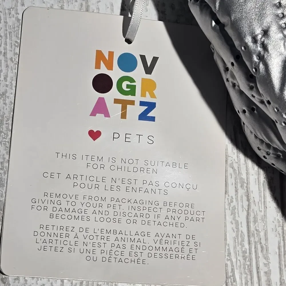 Novogratz Pets Zip Up Jacket Silver Metallic Coat Dog Size LARGE Winter Outdoor